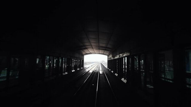 Black train tunnel in Dubai