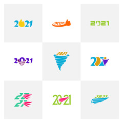Set of 2021 logo vector template, Creative 2021 logo design concepts, Icon symbol, Happy new year logo