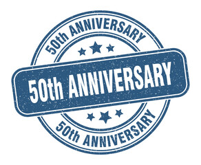 50th anniversary stamp. 50th anniversary label. round grunge sign