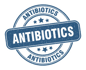 antibiotics stamp. antibiotics label. round grunge sign