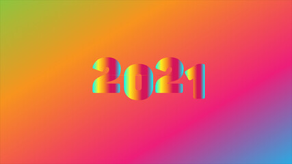 3D illustration. Happy New 2021 Year. Decoration element for poster or cover design. Holiday NYE event sign.
