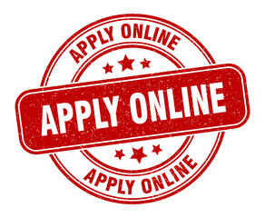 apply online stamp. apply online label. round grunge sign