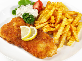 Fried Fish Fillet with French Fries - Isolated