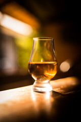 Close up shot a Glencairn whisky glass
