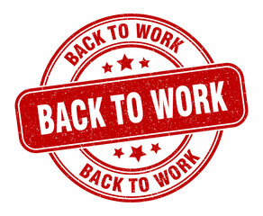 back to work stamp. back to work label. round grunge sign