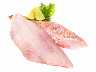 Red Perch Fillet on white Background - Isolated