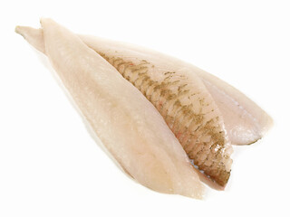 Plaice Fish Fillets on white Background - Isolated