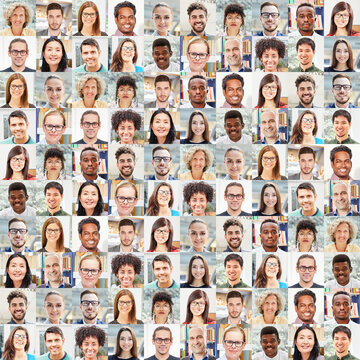 Mitarbeiter Portrait Collage als Business Team Konzept