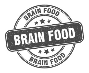 brain food stamp. brain food label. round grunge sign