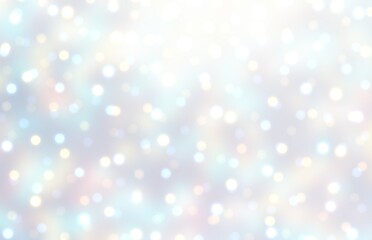 Winter holidays brilliance lights on sparkling pastel iridescent soft background. 