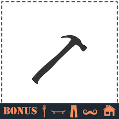 Claw hammer icon flat