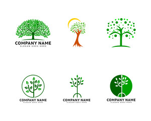 Set of Tree Logo Template Vector Icon Illustration Design