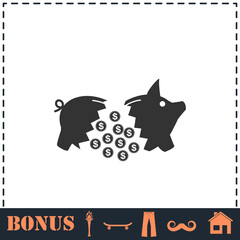 Piggy icon flat