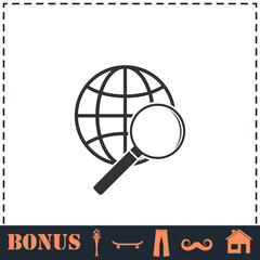 Analyzing world icon flat
