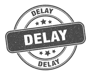 delay stamp. delay label. round grunge sign