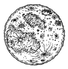 sketch of moon planet. tattoo for print design vector illustration