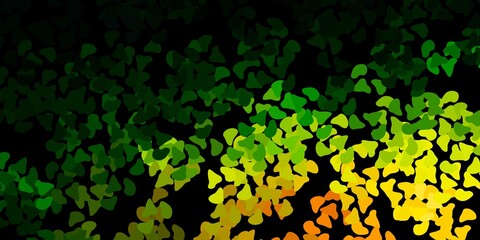 Dark green, red vector background with random forms.