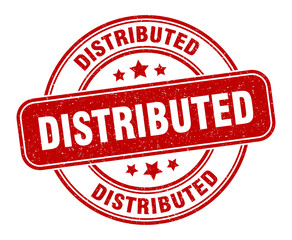 distributed stamp. distributed label. round grunge sign