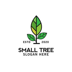 small tree logo design modern simple eco natural vector template