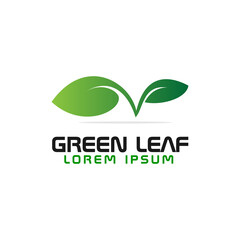 green leaves logo design vector template icon symbol