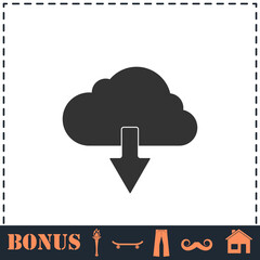 Cloud download icon flat