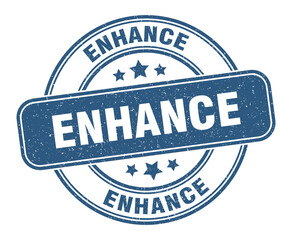 enhance stamp. enhance label. round grunge sign