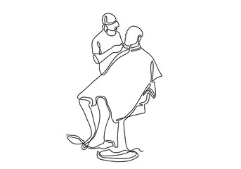 Illustration sketch doodle hand drawn - hairdresser using cut on