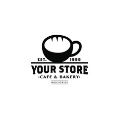 coffee with cake bakery logo design vintage
