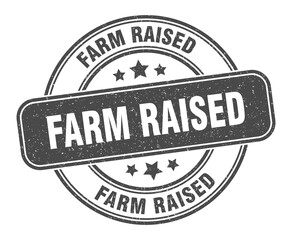 farm raised stamp. farm raised label. round grunge sign