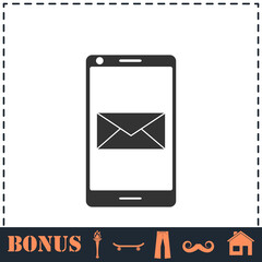 Smartphone email or sms icon flat