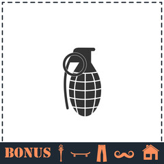 Hand grenade icon flat