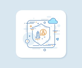 Startup line icon. Abstract vector button. Business management sign. Launch project symbol. Startup line icon. Protect shield concept. Vector
