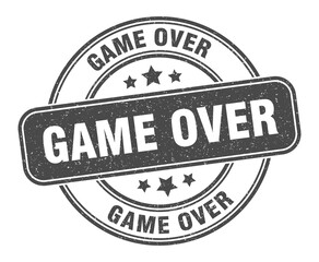game over stamp. game over label. round grunge sign