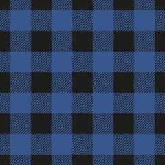 Lumberjack plaid seamless pattern. Vector illustration. Dark blue color. Textile template.