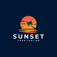 sunset ocean gradient logo design
