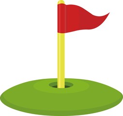 Vector emoticon illustration of a flag inside golf hole