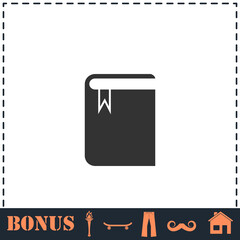 Book with bookmark icon flat