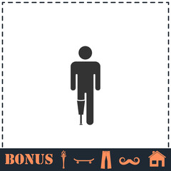 Person with foot prosthesis icon flat