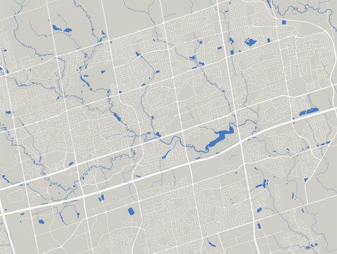 Vector map of Markham, Canada. Street map art poster illustration.