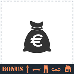 Money bag icon flat