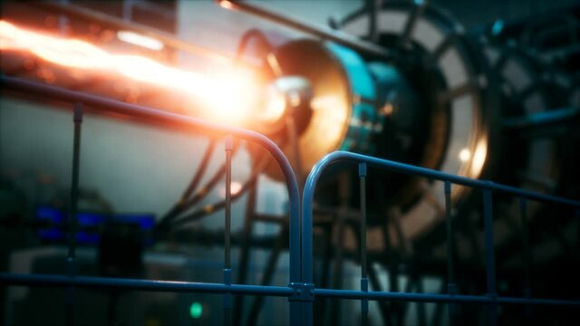 futuristic cyberpunk power plant thermonuclear or nuclear reactor