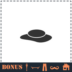 Women's hat icon flat