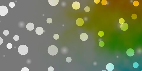 Light Multicolor vector backdrop with circles, stars.