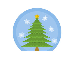 Christmas tree with snowflake illustration
