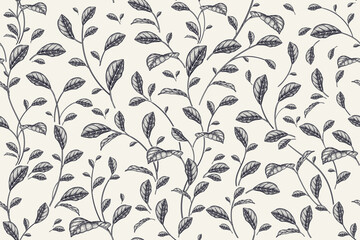 Seamless pattern with decorative leaves. Vector.