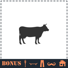 Cow icon flat