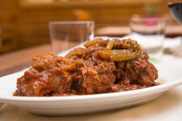meat  tail dish specialty from lazio region and Roma area called 