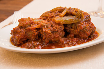 meat  tail dish specialty from lazio region and Roma area called 