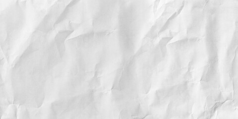 Top view empty white paper with wrinkled. Panorama rumpled paper background and texture.