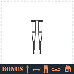 Health crutches icon flat